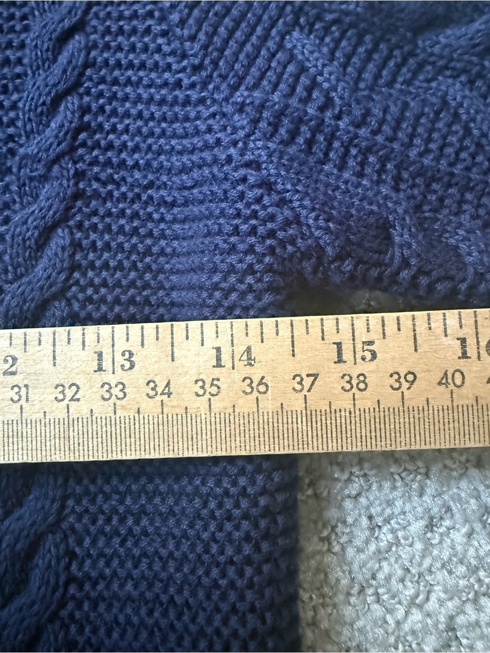 Hope & Henry Boys M Navy Cable Knit Button Mock Neck Sweater - Picture 5 of 10